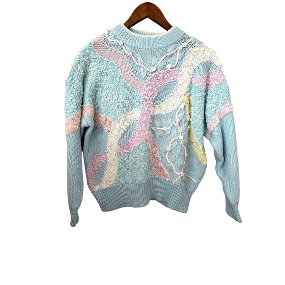 Jaclyn Smith Sweaters - Vintage Jaclyn Smith Pastel Abstract Sweater Women’s Size M |  Knit 80s Style